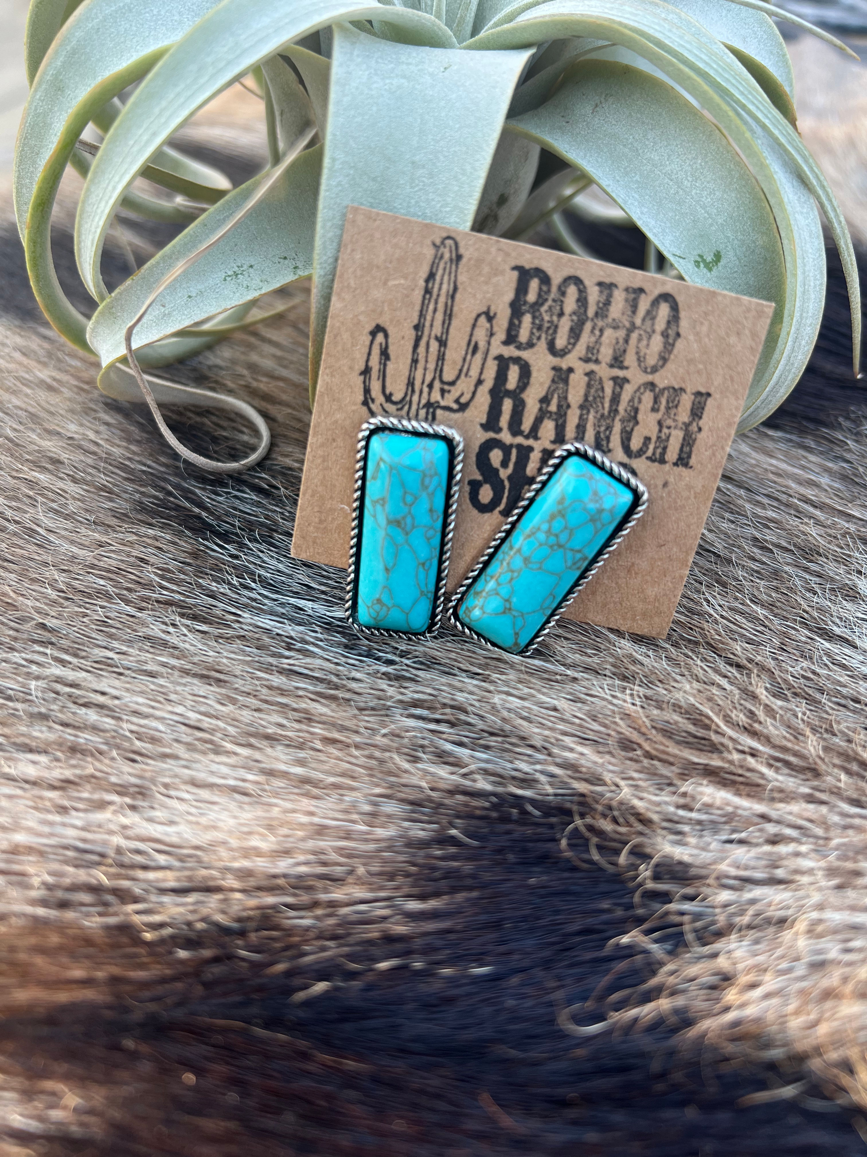 Turquoise Rectangle Earrings