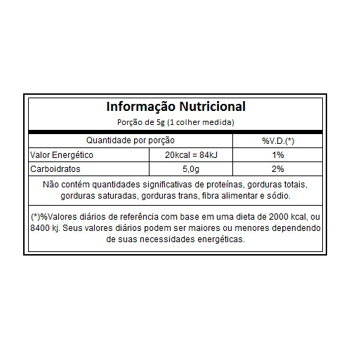 Miniatura: tabela nutricional d ribose essential