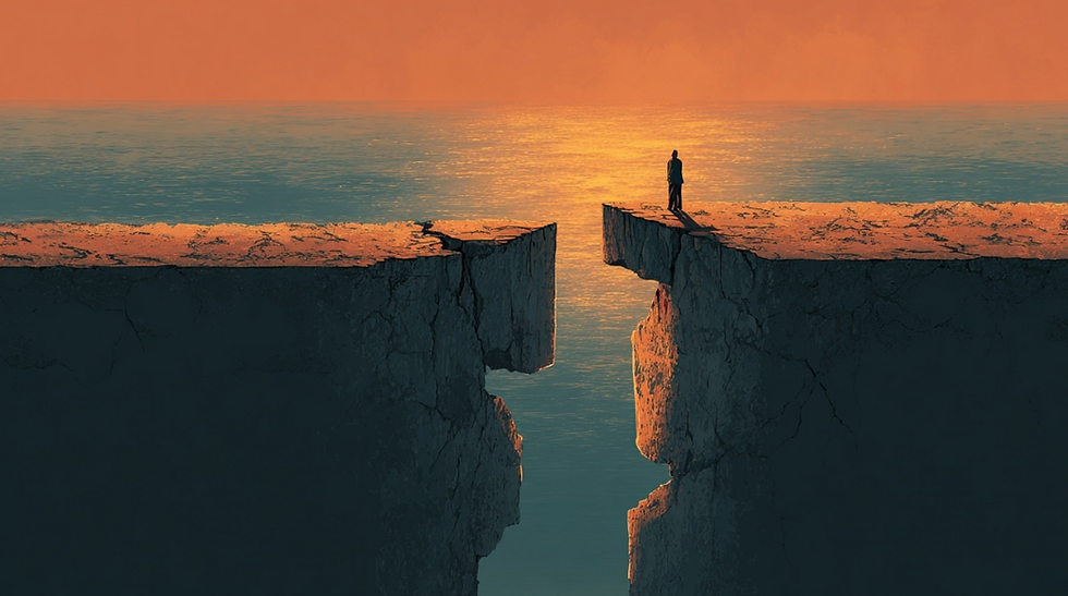 위험한 해외선물미니업체 선택을 경고하는 상징적 이미지