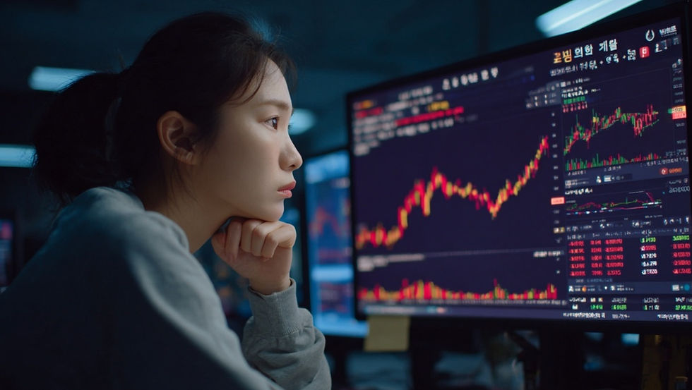 주문 가격과 실제 체결 가격이 달라지는 슬리피지를 경험하는 여성 트레이더