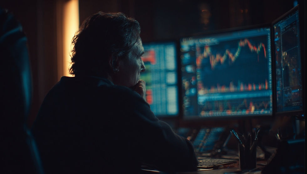 위험업체 초기 전조를 감지하는 트레이더의 경각심을 표현한 이미지