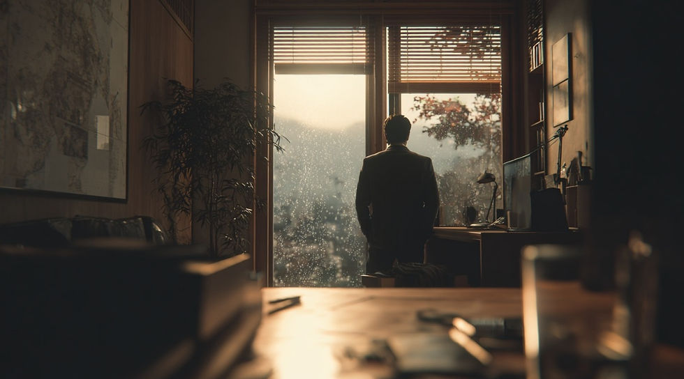 손절 후 감정을 가라앉히고 냉정함을 되찾는 트레이더의 모습