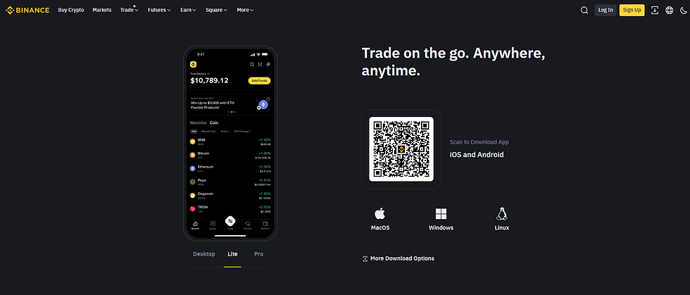 바이낸스 홈페이지 면