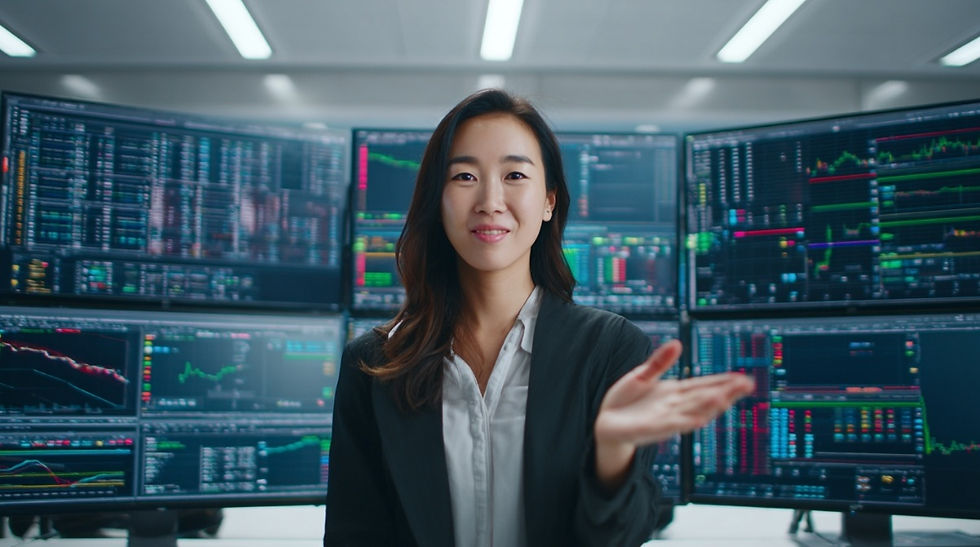 빠르고 안정적인 체결 환경을 안내하는 30대 한국 여성 트레이딩 전문가