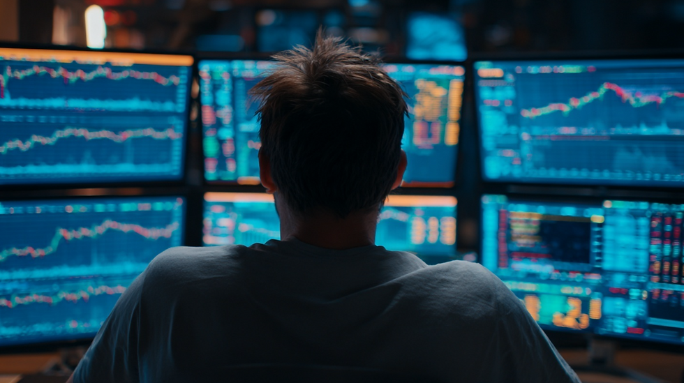 해외선물거래 대여계좌 HTS 환경을 살펴보는 투자자 모습