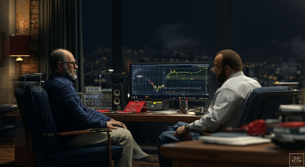 트레이딩멘탈 강화를 돕는 멘토링 상황을 표현한 이미지