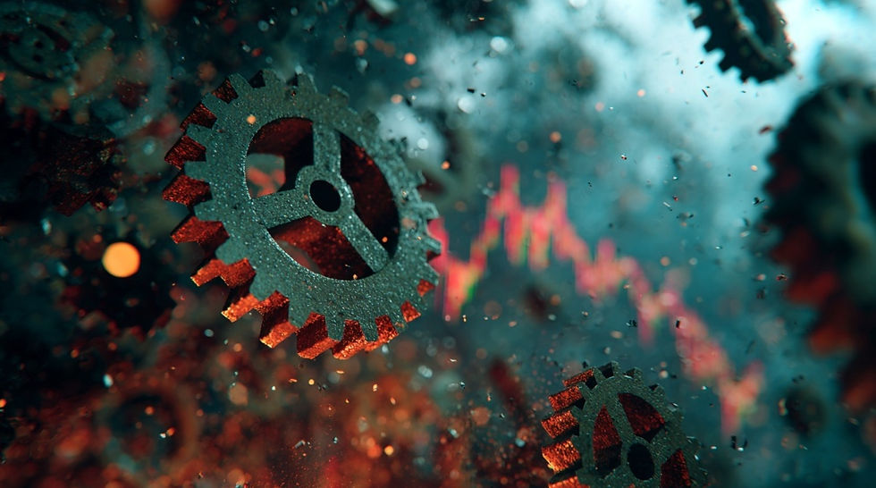 특정 기간에만 완벽하게 맞는 전략이 무너지는 장면을 상징적으로 표현한 일러스트, 과최적화의 위험을 나타냄