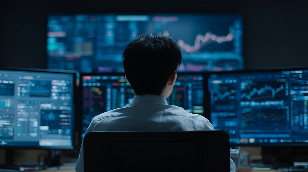 안정적인 거래 시스템과 신뢰 가능한 환경을 점검하는 전문가의 모습