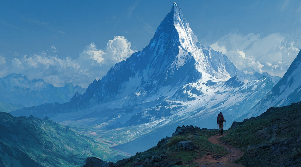 해외선물 미니계좌의 높은 증거금 장벽을 상징하는 산 이미지