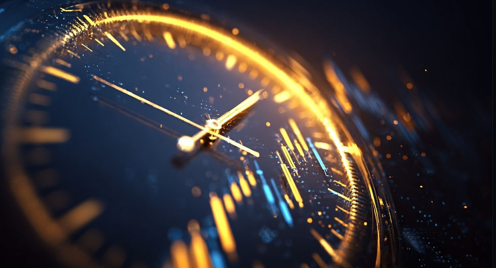 시간과 타이밍의 중요성을 상징적으로 표현한 시계와 차트 이미지