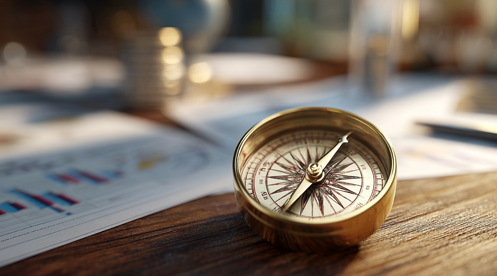 안전한 투자 방향을 상징하는 나침반 이미지
