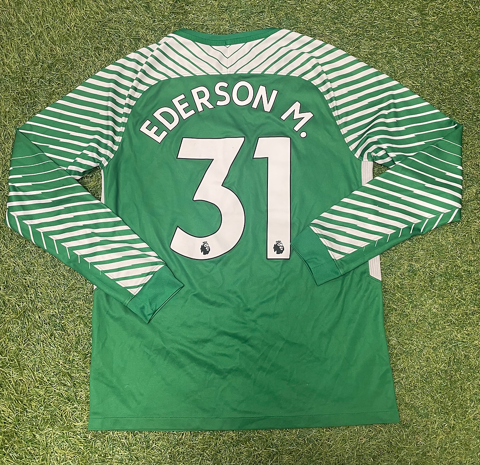 Manchester City 2017/18 ‘Ederson M.’ Long Sleeve Goalkeeper Home Shirt (M)