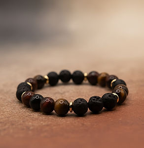 Amazonit Edelstein Armband mit 18k Gold Elementen handgemacht