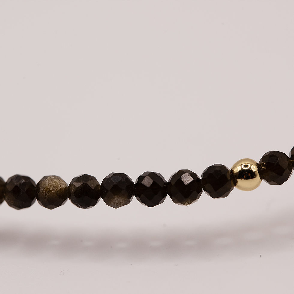 Miniaturbild: Facettierte Gold Obsidian Perlen der Scarab Nocturne Edelsteinkette im Detail