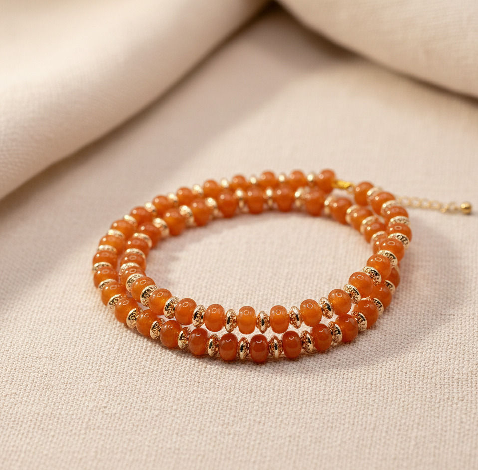 Halskette, Karneol, Abakus, 18k, gold