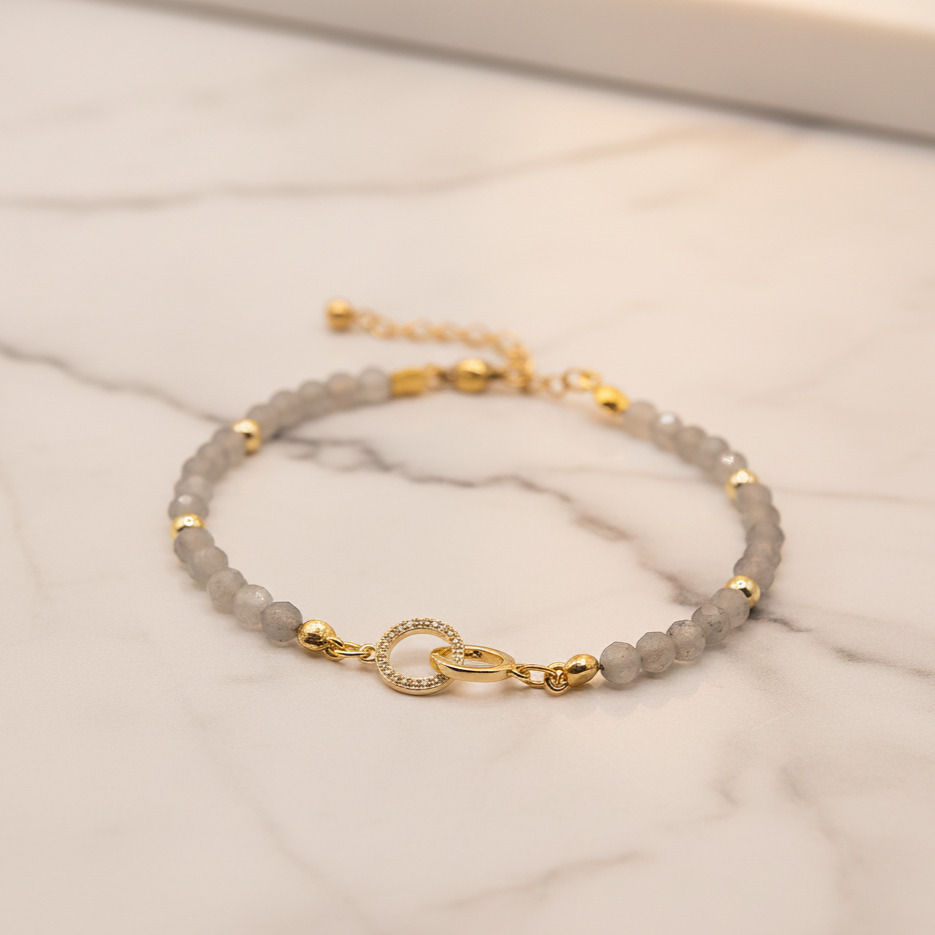 Perlen, armband, labradorit, 18k, gold