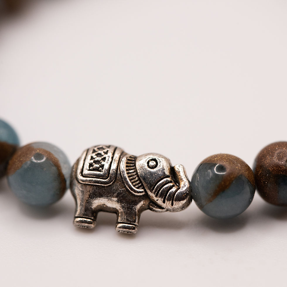 Miniaturbild: Guardian of Fortune – Kinder Edelsteinarmband mit Blue Cloisonné Jaspis & Elefan