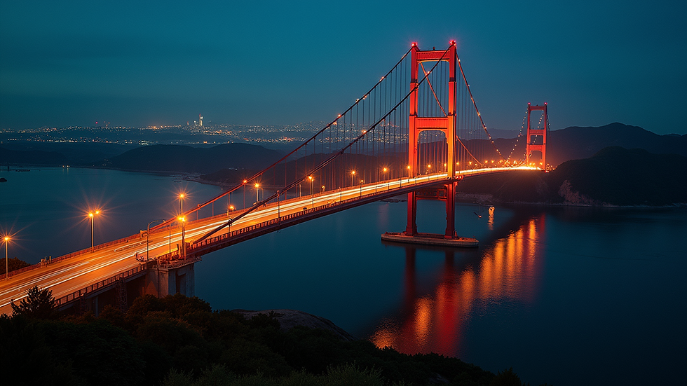 High angle view of the Dragon Bridge at night