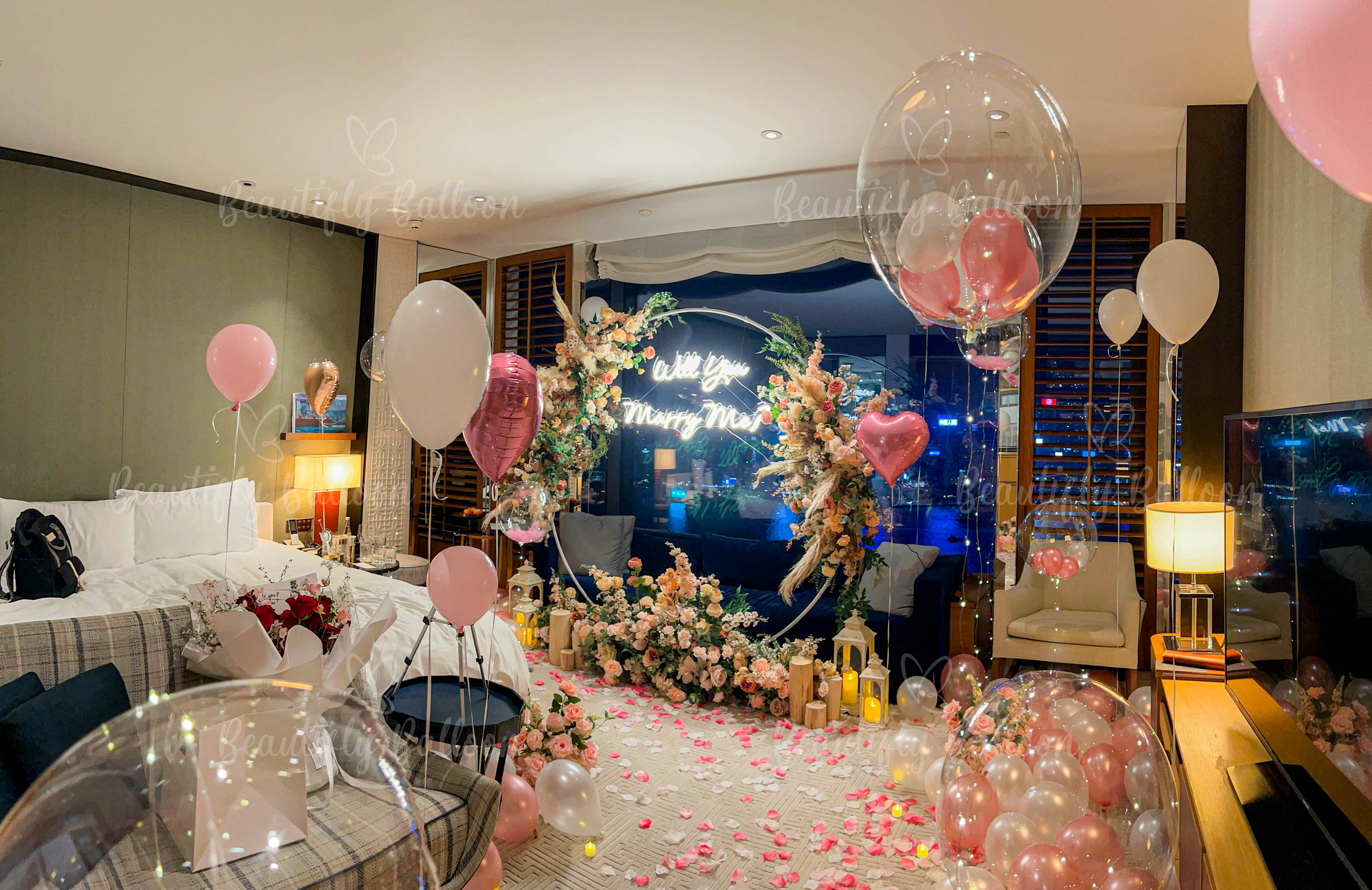 RoseWood瑰麗酒店 氣球佈置案例 | Romantic Proposal Balloon Decoration 16 (包拆卸)