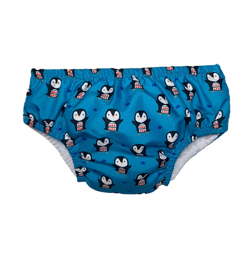 Fralda de banho e piscina Reutilizável Pinguim Azul