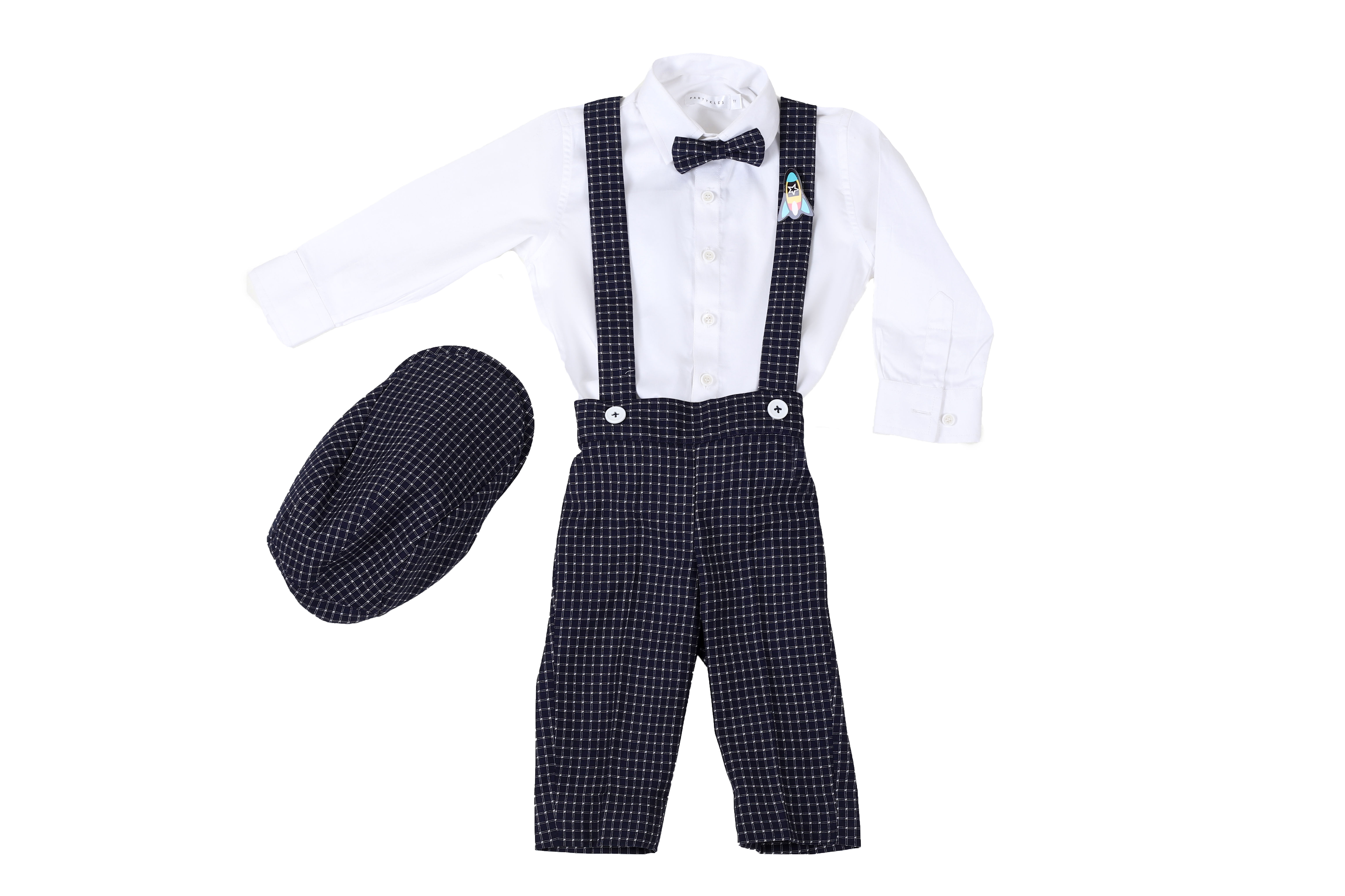 Blue Suspender Pant Set