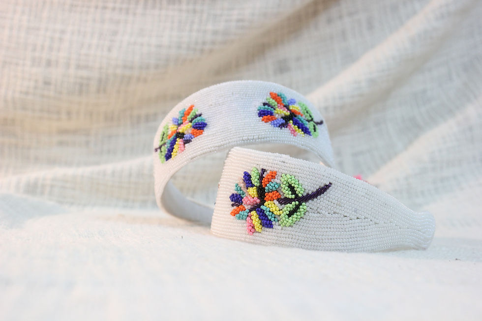 White Beads Multicolour Flower Headband