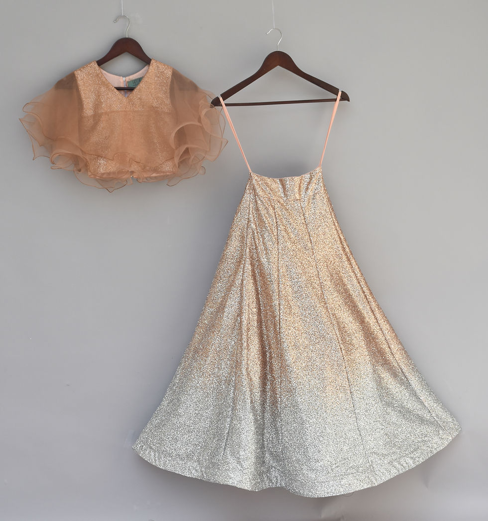 Gold Glitter Top with Lehenga