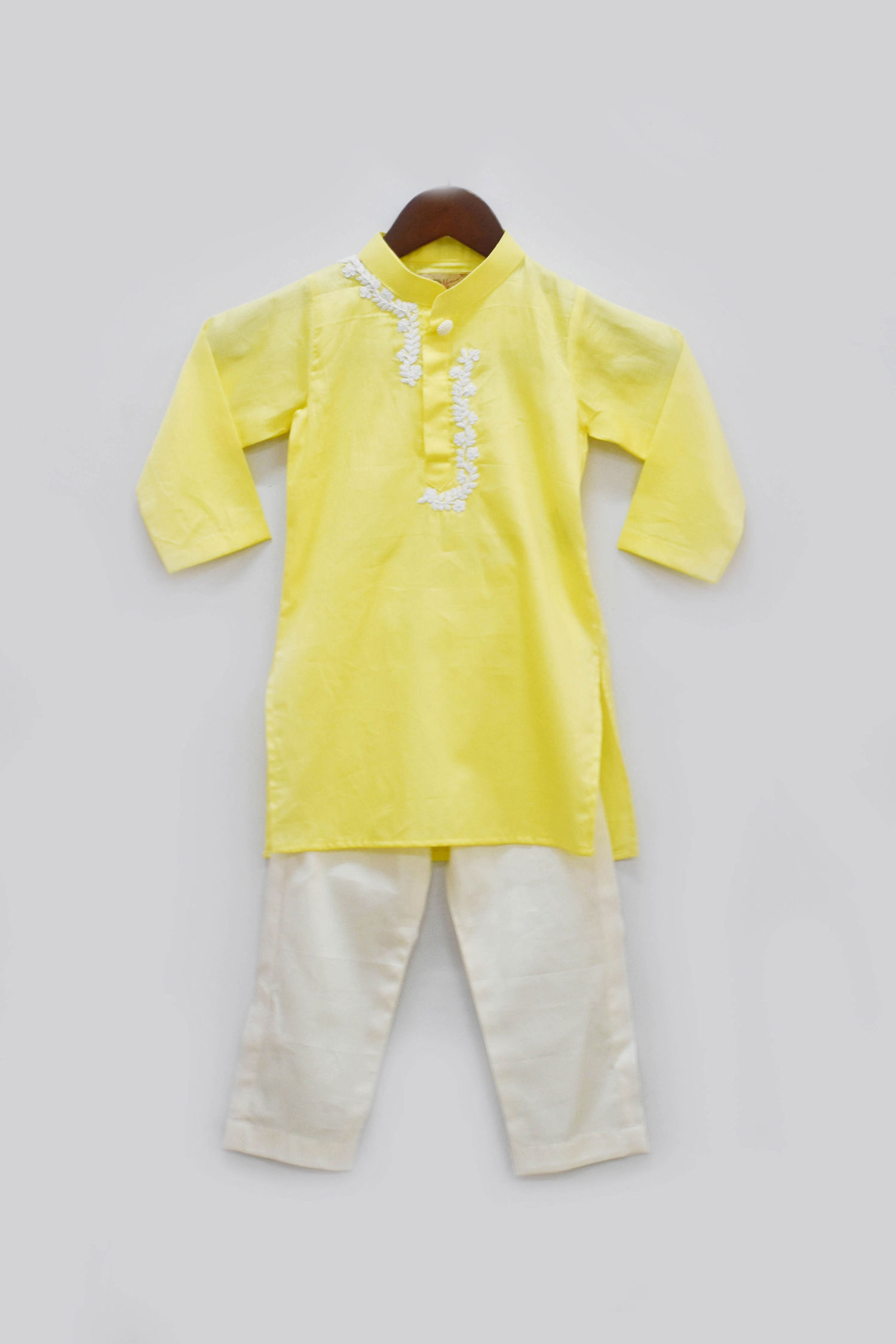Yellow Kurta with Dori Work Embroidery and Pant