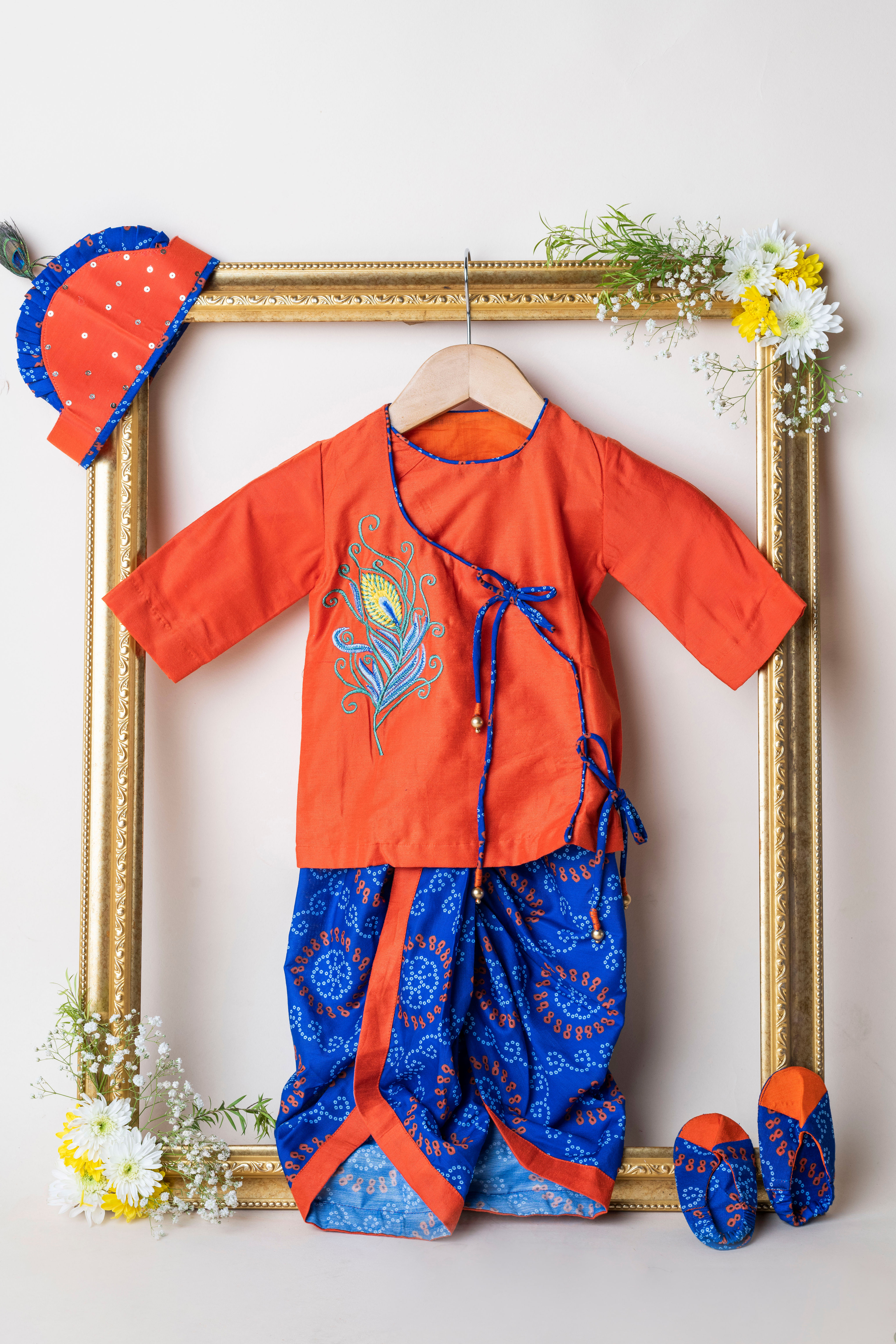 Orange Blue Jamna Ghaghra set