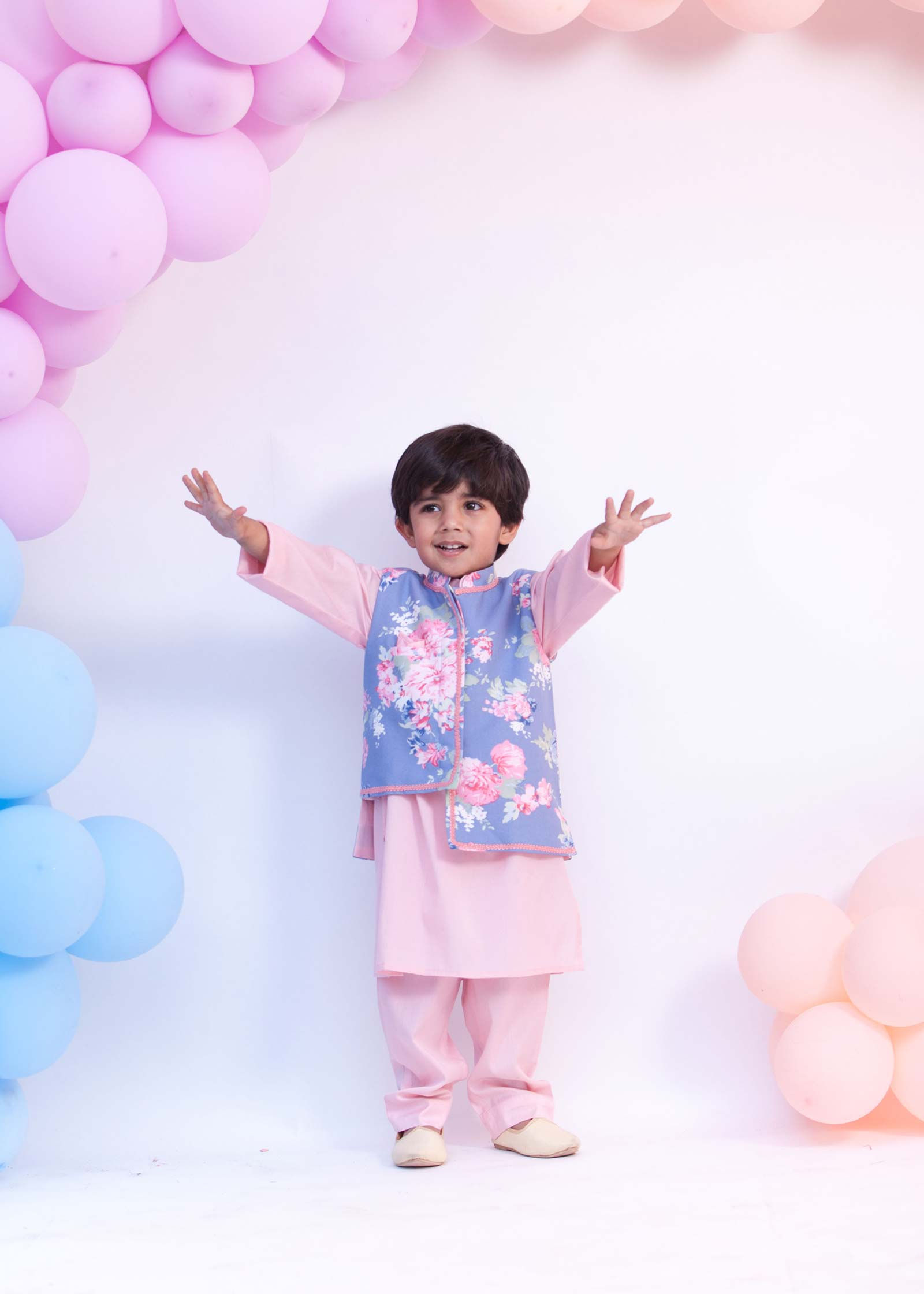 Blue Printed Nehru Jacket Set