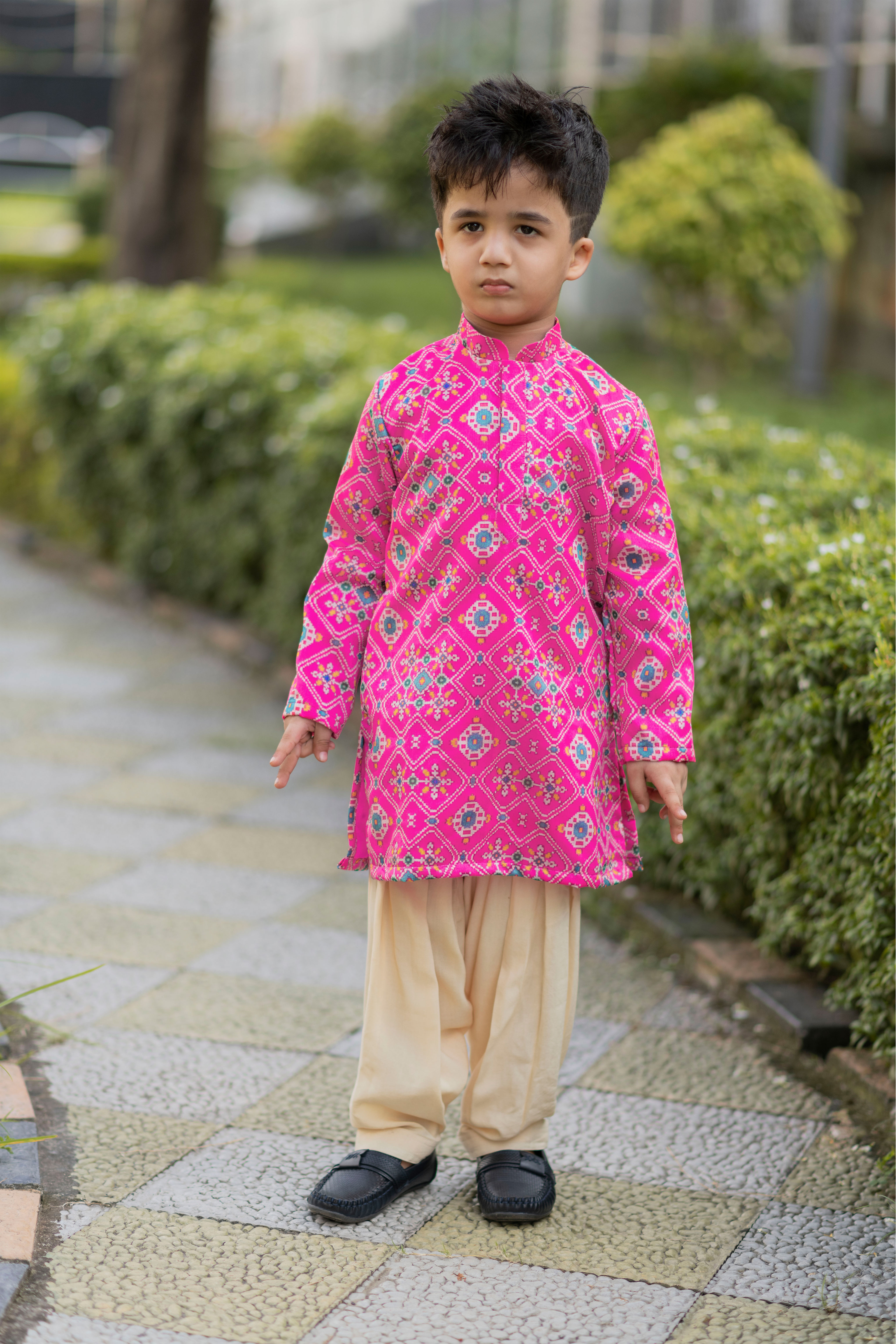 Pink Ikkat Kurta Patiala