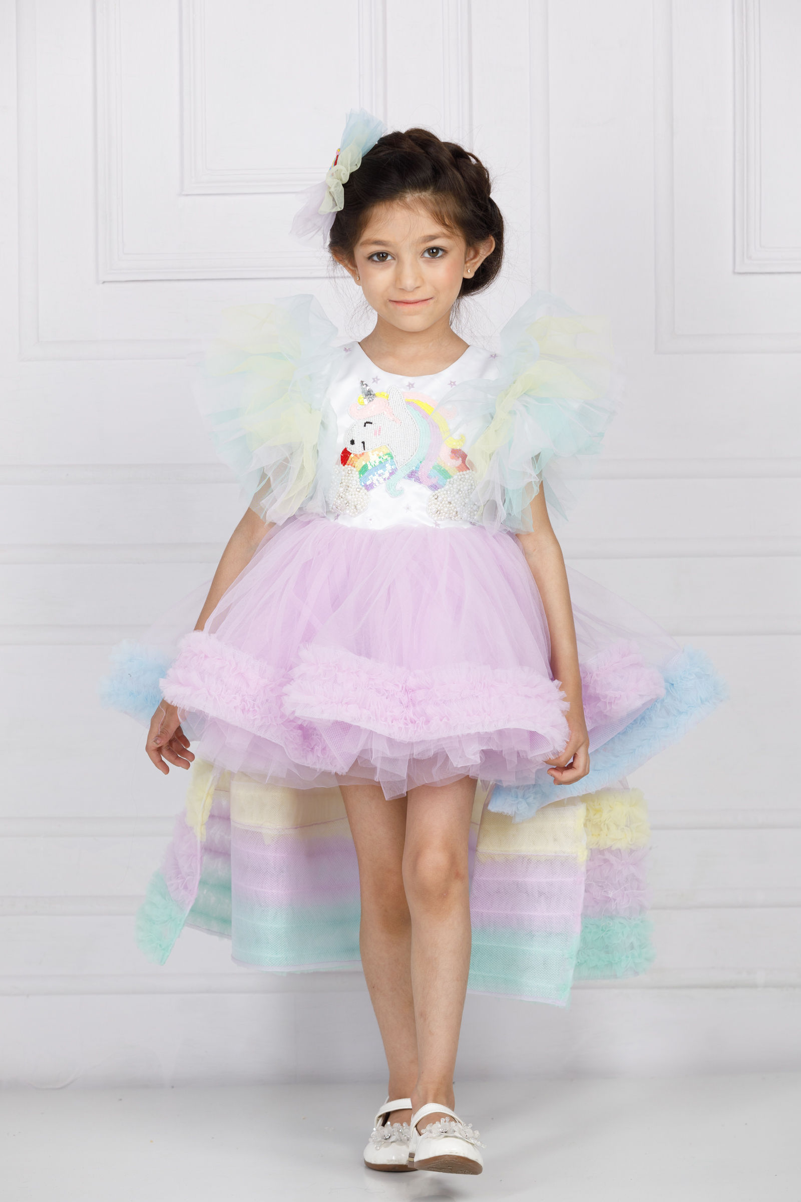 Alice Dress with Detachable Multicolor Trail