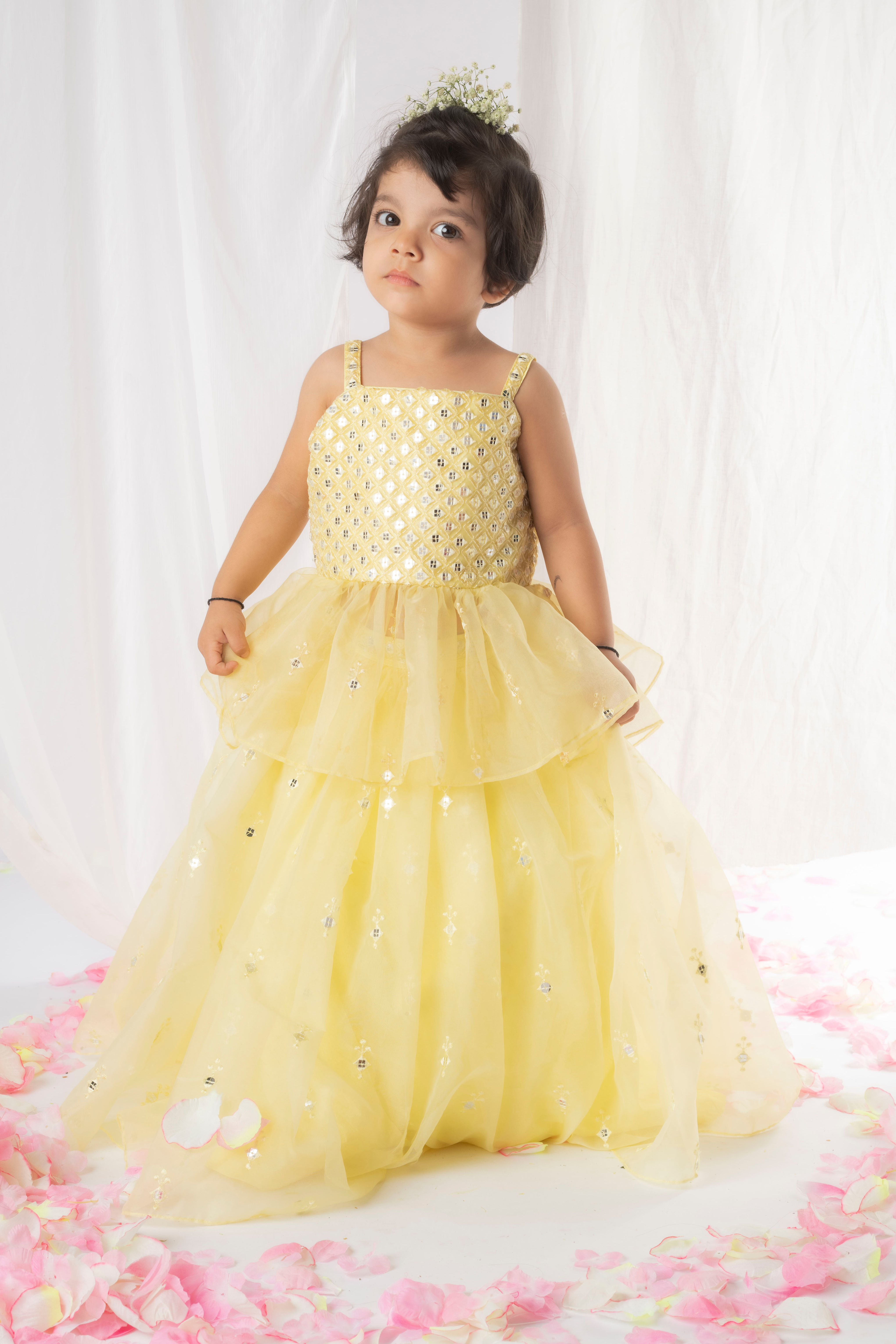 Yellow Mirror Ghaghra Set