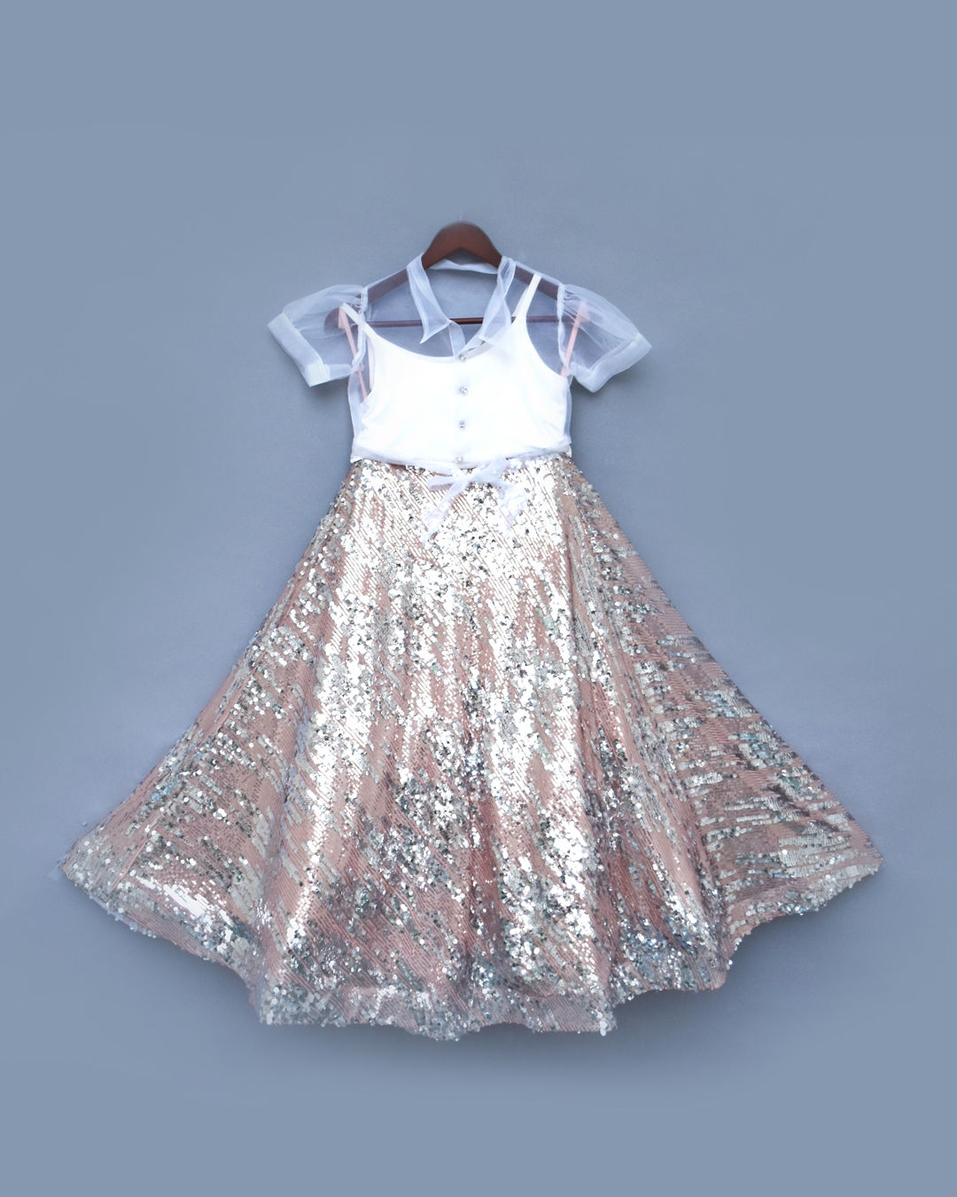 Organza Top with Sequence Lehenga