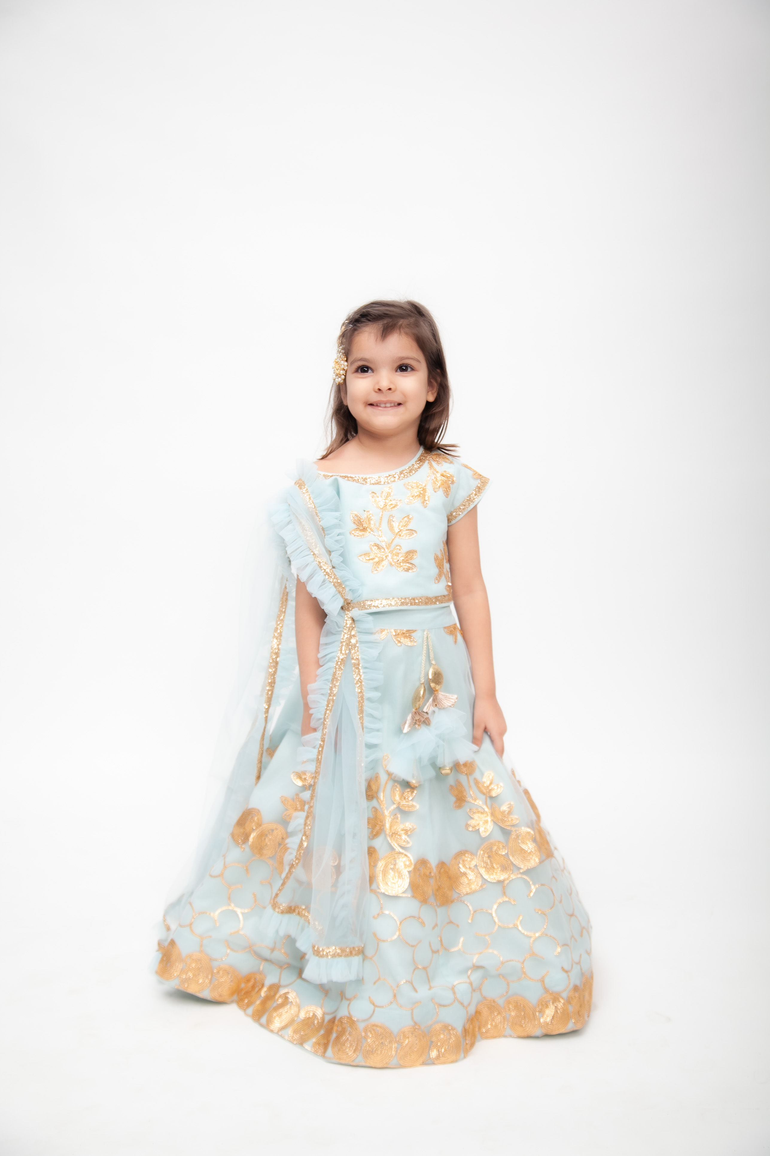 Blue Gota Embroidery Lehenga Choli Set