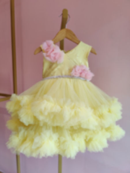 Yellow with Pink Flower Dress