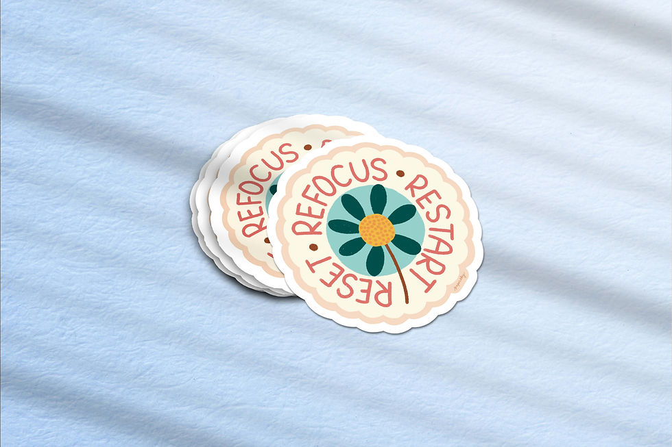 Reset Refocus Restart Sticker | Retro Style