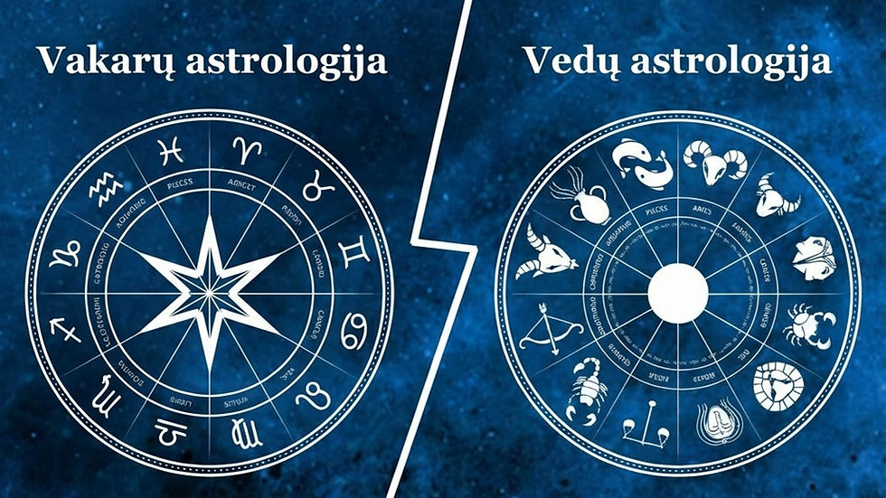 vakarų ir Vedų astrologijos skirtumai
