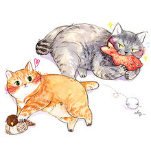 兩隻貓寵物肖像