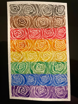 watercolor roses in black brown red orange yellow green blue and purple to make the philly pride fla