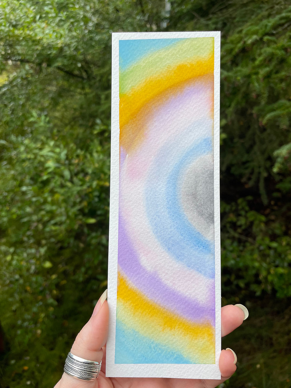 A painting of arced colors 