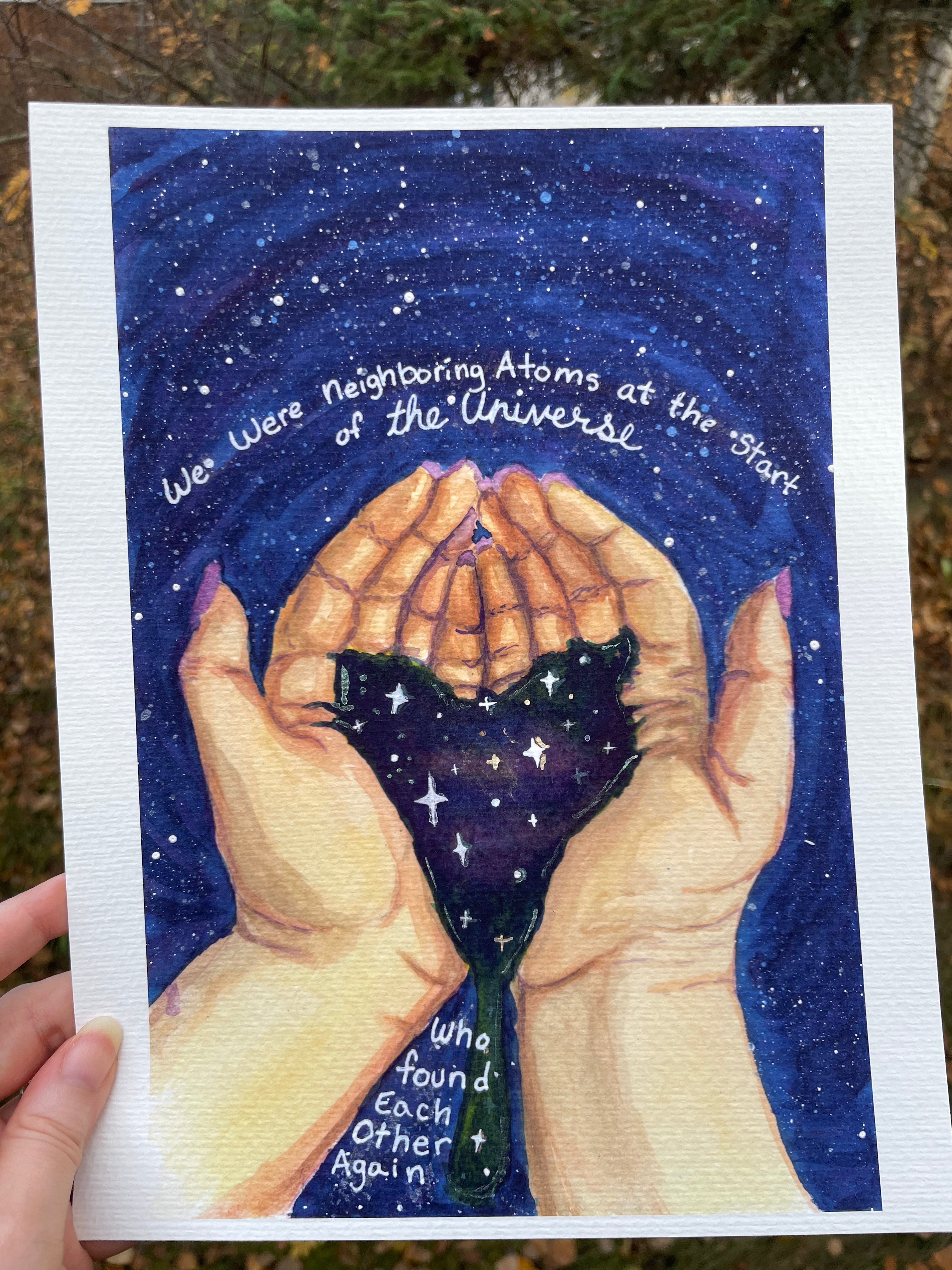 Neighboring Atoms - Hand Embellished Fine Art Print