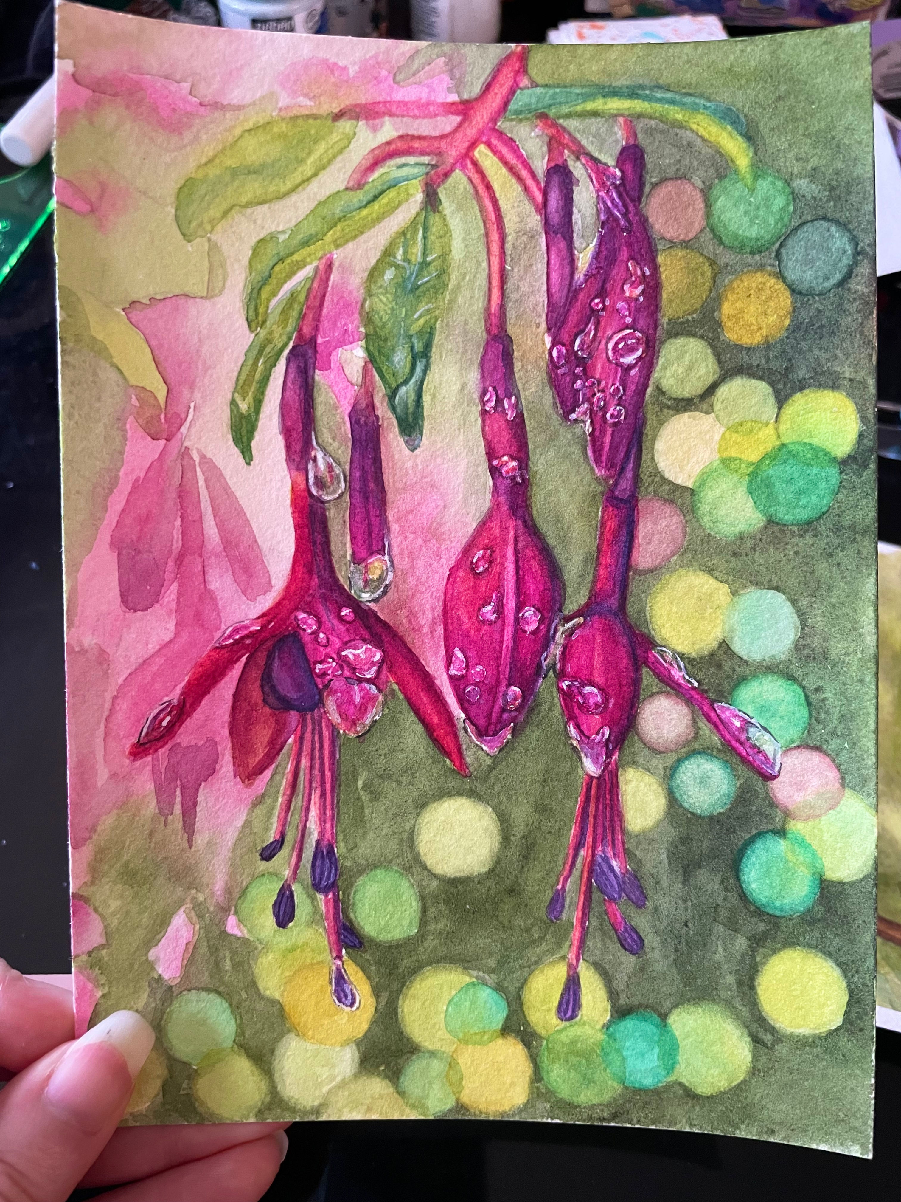 Fuchsia Flowers Original Art