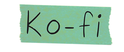 a torn piece of mint colored tape reading "Ko-fie"