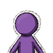 A moving gif of a small purple person doing side stretches