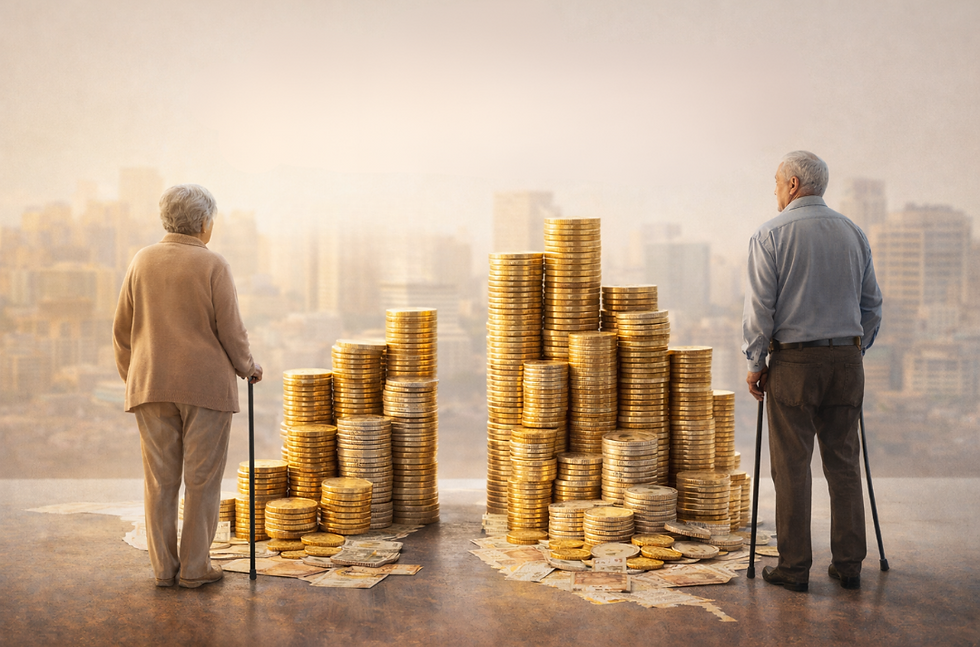 pensión, juvilación, hombre, mujer, tercera edad, desigualdad, OCDE, 2025