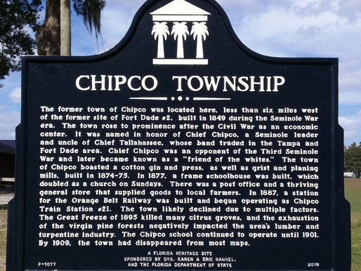 Roadside marker about Chipco Township