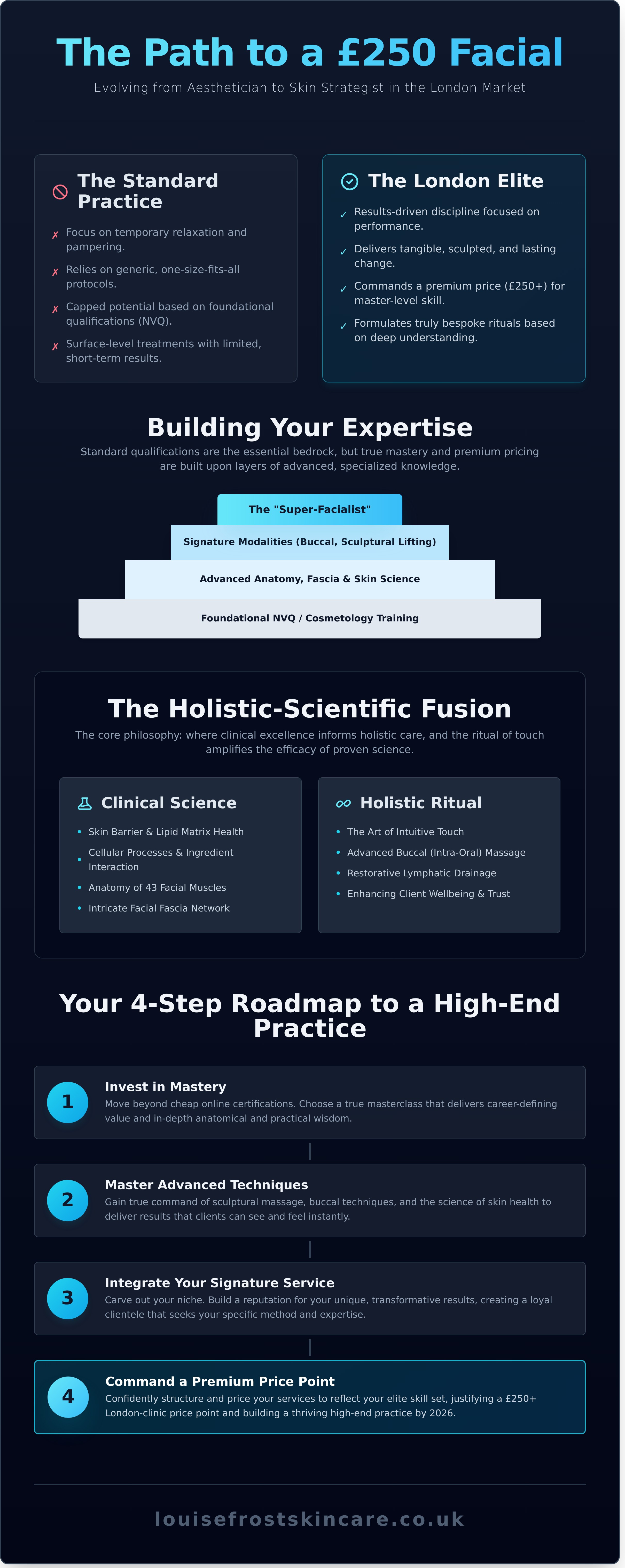 Facialist training online infographic - visual guide