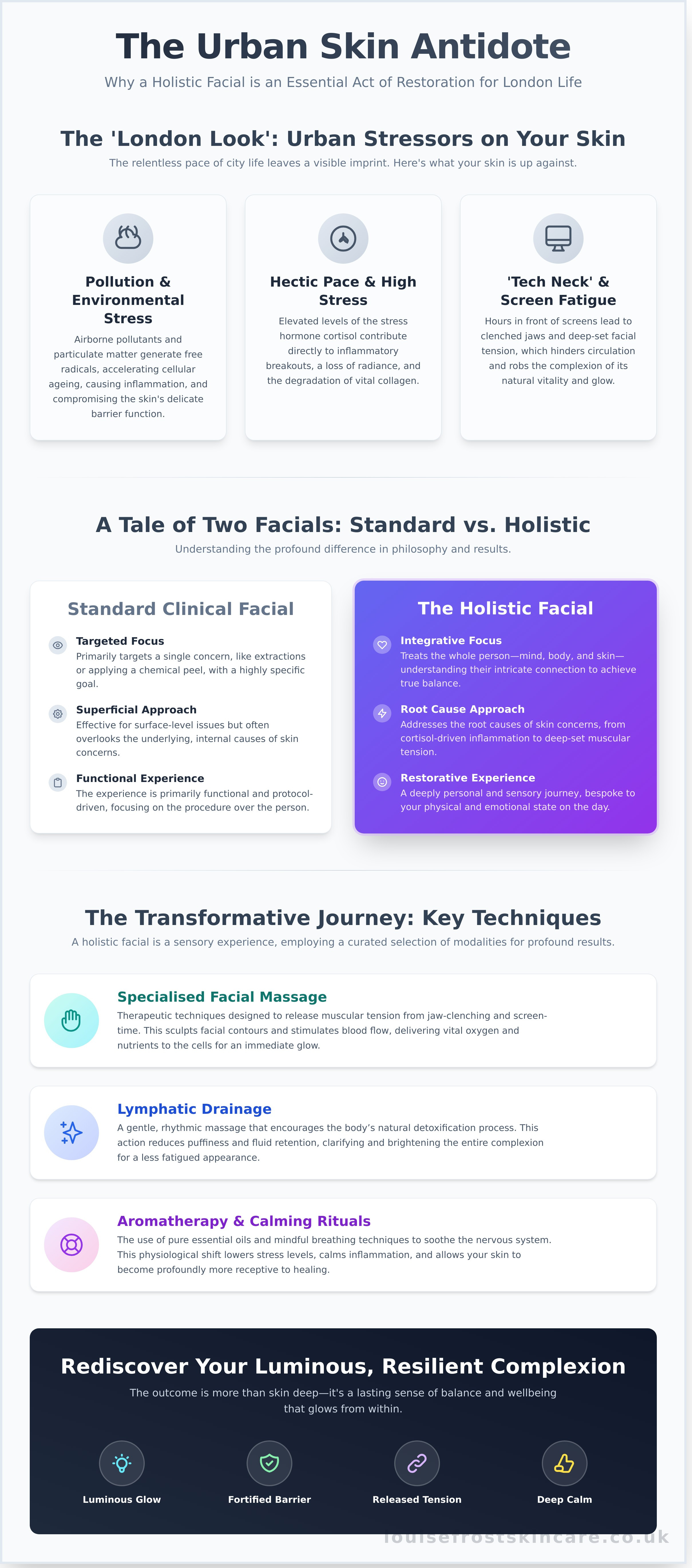 Holistic facial Central London infographic - visual guide