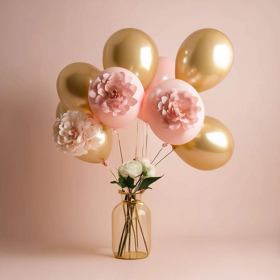 Create a simple blush flower with a singular gold balloon.jpg